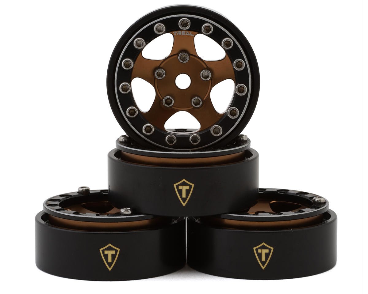 Treal Hobby Classic 5-Star 1.0" Beadlock Wheels (Black/Bronze) (4) (22.4g) (TLHTSCX24-73)