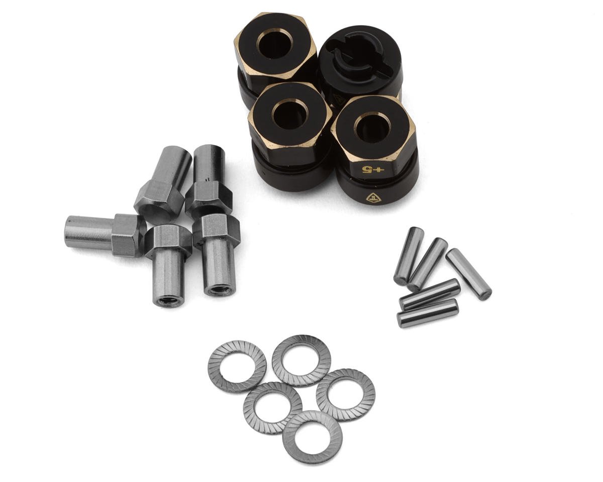 Treal Hobby Axial SCX24 Brass Wheel Hex Hub Adapters (4) (2.4g) (+5mm) (TLHTSCX24-77)