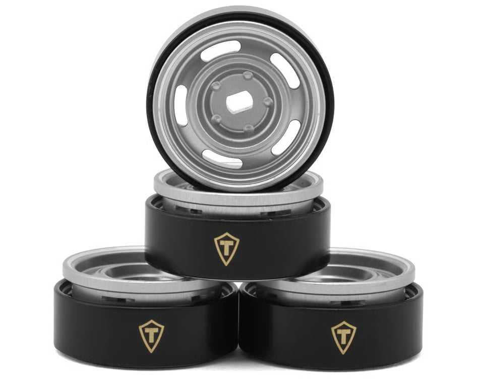 TREAL HOBBY - 0.7" 5-Slot Aluminum Micro Rock Crawler Beadlock Wheels (Silver) (4) (8g ea) (TLHTSCX30-34)
