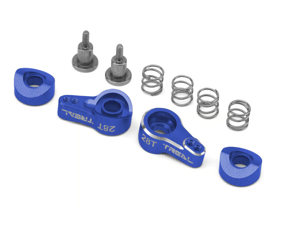 TREAL HOBBY - Axial SCX30 7075 Aluminum Servo Savers (Blue) (28T) (2) (TLHTSCX30-78)