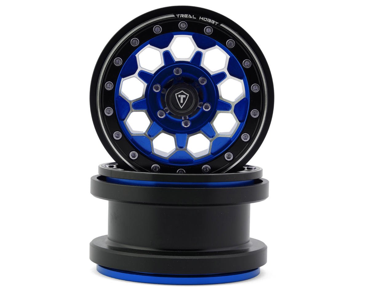 Treal Hobby Type B 2.9" 10-Hole Honeycomb Beadlock Wheels (Blue) (2) (237g) (TLHTSCX6-61)