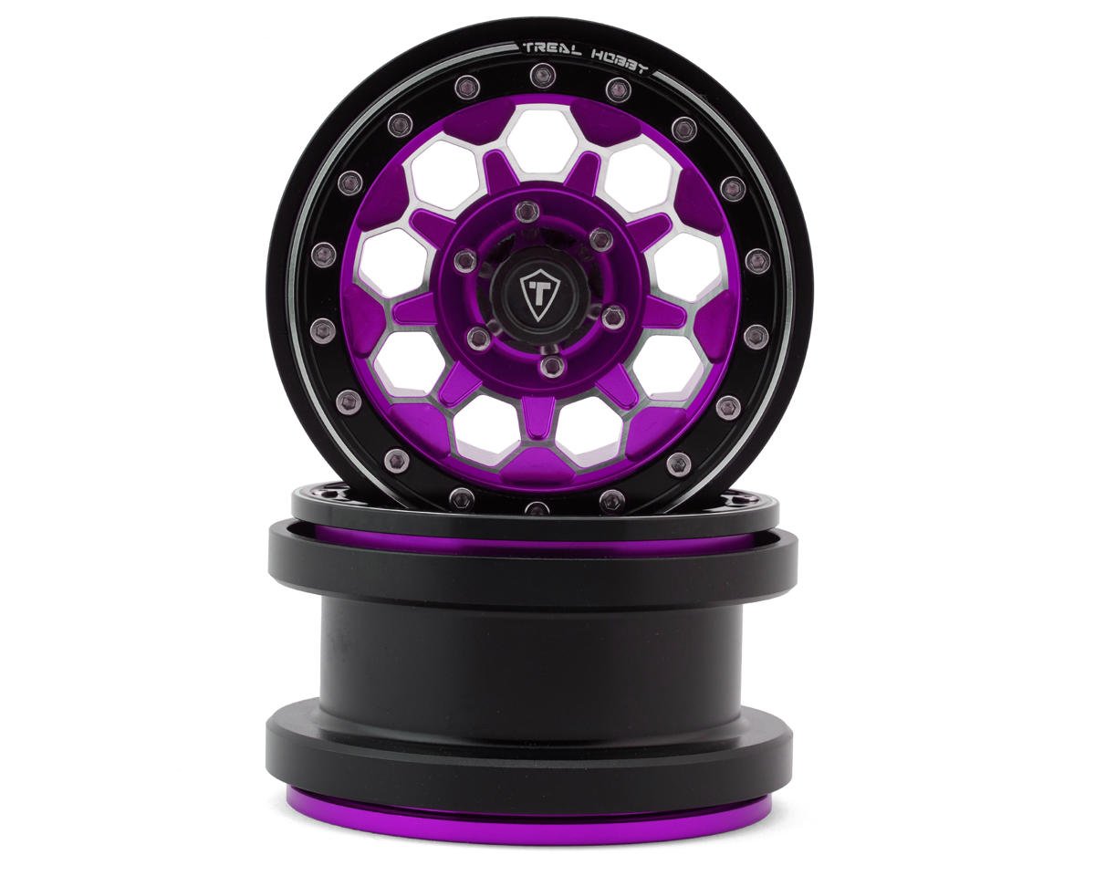 Treal Hobby Type B 2.9" 10-Hole Honeycomb Beadlock Wheels (Purple) (2) (237g) (TLHTSCX6-62)