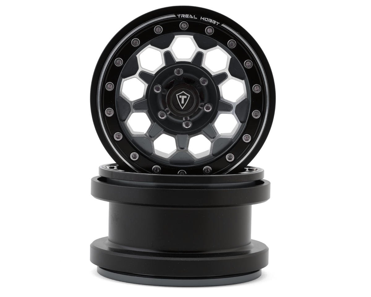 Treal Hobby Type B 2.9" 10-Hole Honeycomb Beadlock Wheels (Titanium) (2) (237g) (TLHTSCX6-64)