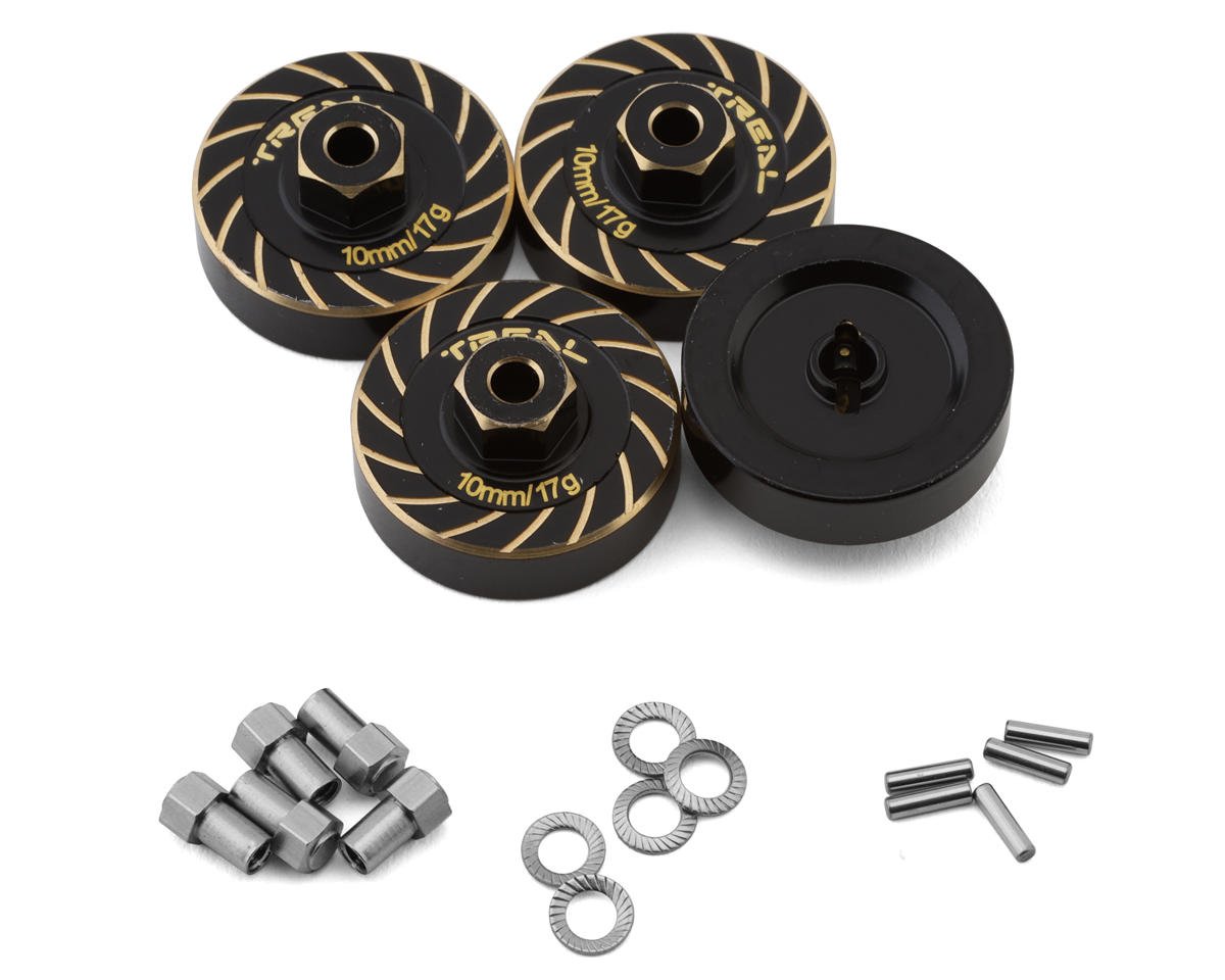 Treal Hobby Extended Brass Wheel Hub Hex for Traxxas TRX-4M (Black) (4) (17g) (TLHTTRX-4M-03)