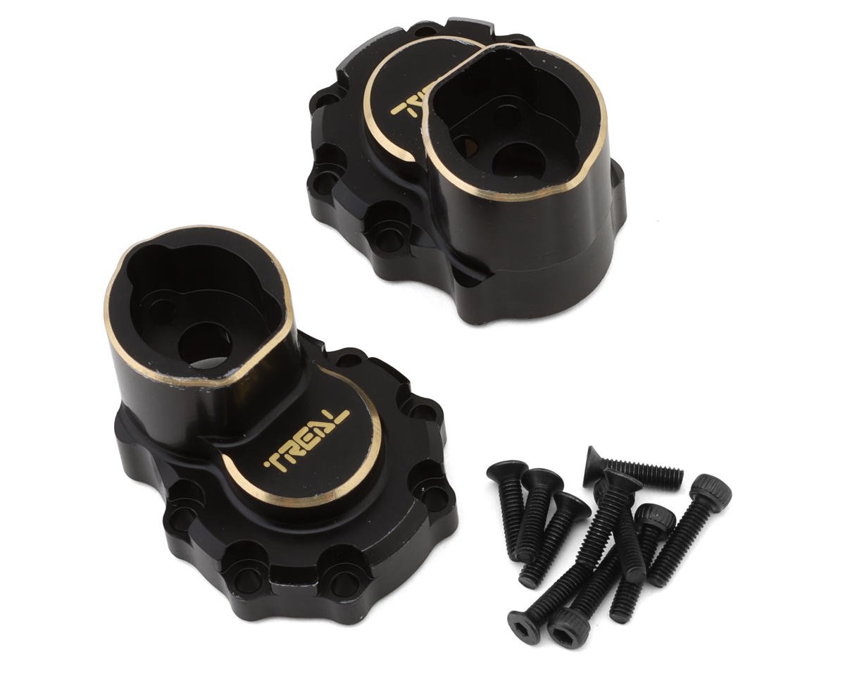 Treal Hobby Brass Rear Inner Portal Housing Covers for Traxxas TRX-4 (Black) (2) (TLHTTRX4-03)