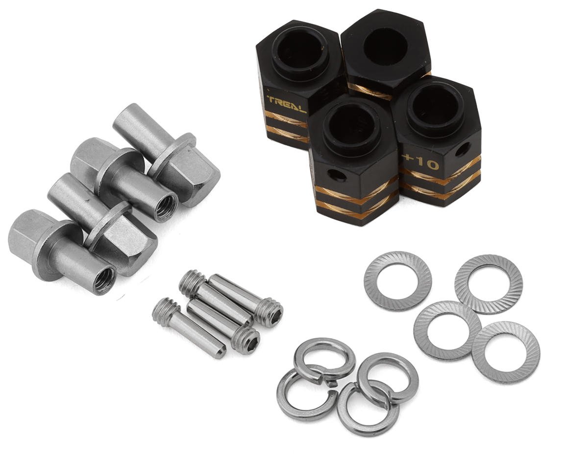 Treal Hobby Brass Extended Hex Hubs for Traxxas TRX-4 (Black) (4) (+10mm) (TLHTTRX4-20)