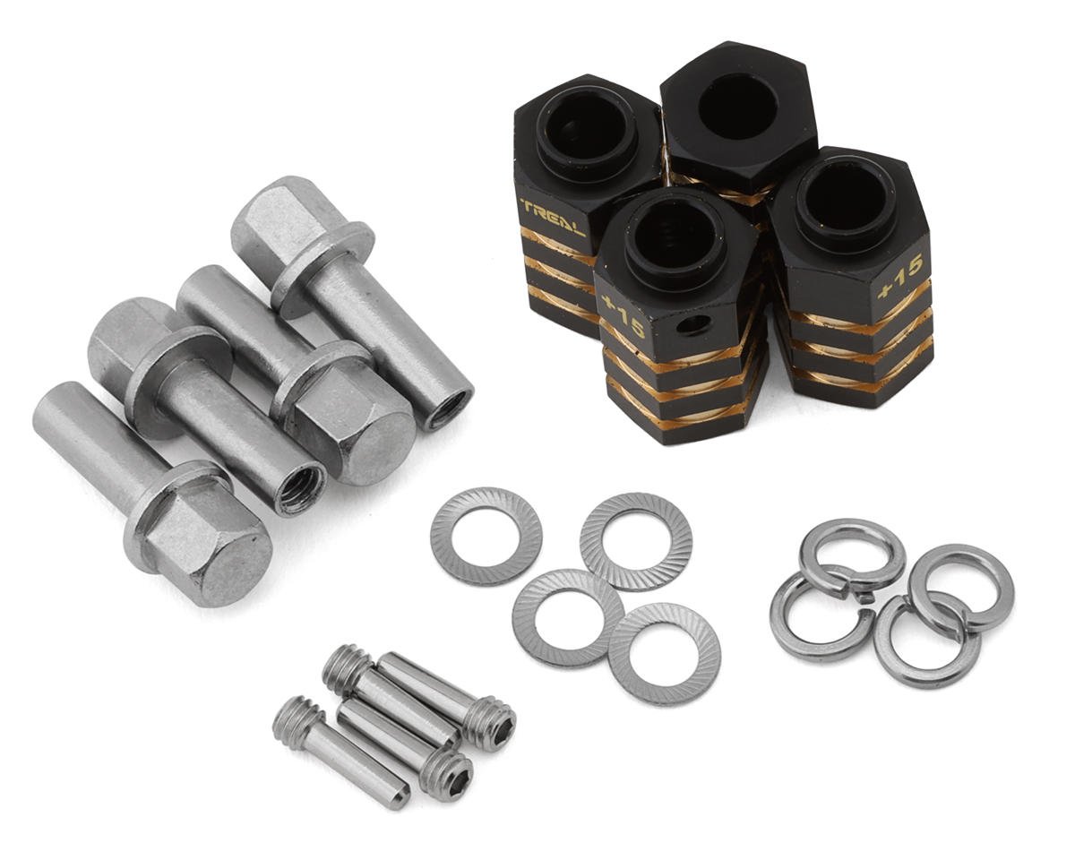 Treal Hobby Brass Extended Hex Hubs for Traxxas TRX-4 (Black) (4) (+15mm) (TLHTTRX4-21)