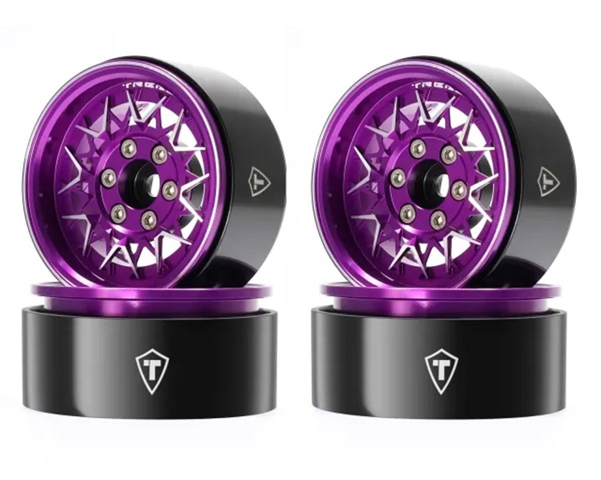 Treal Hobby Type V 1.9" V-Spoke Beadlock Wheels (Purple) (4) (TLHTWHEEL-171)