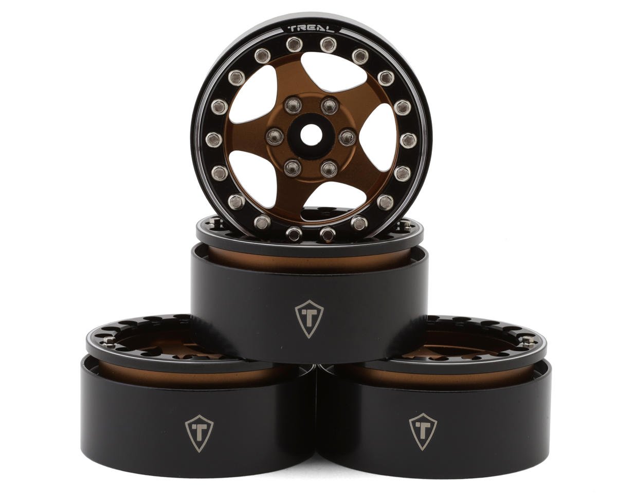 Treal Hobby Type E 1.9" Classic 5-Spoke Beadlock Wheels (Bronze/Black) (4) (TLHTWHEEL-40)