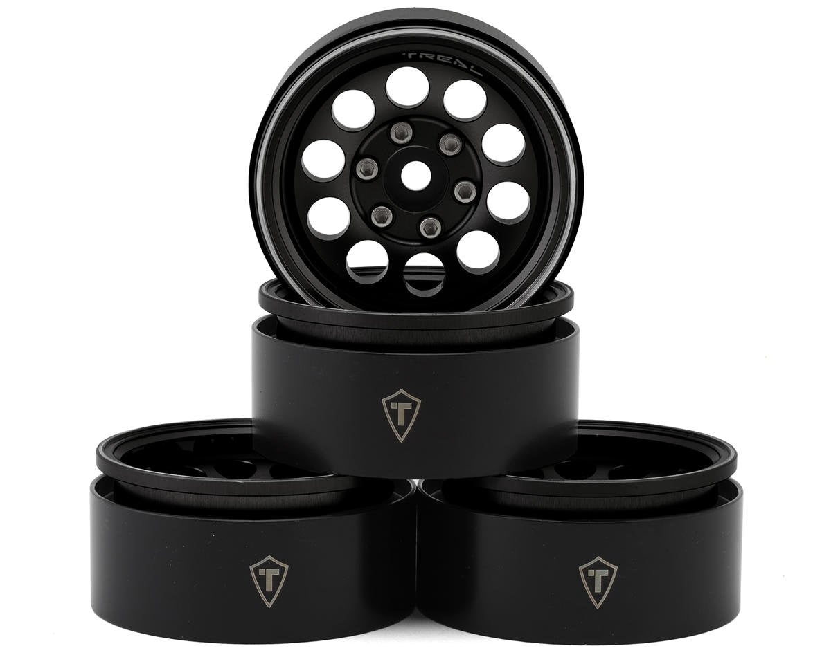 Treal Hobby Type F 1.9" 10-Hole Beadlock Wheels (Black) (4) (TLHTWHEEL-49)