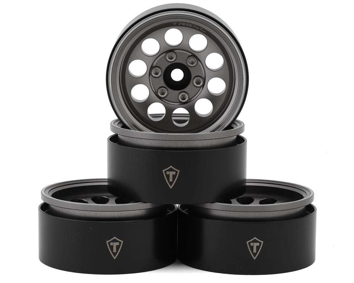 Treal Hobby Type F 1.9" 10-Hole Beadlock Wheels (Grey) (4) (TLHTWHEEL-51)
