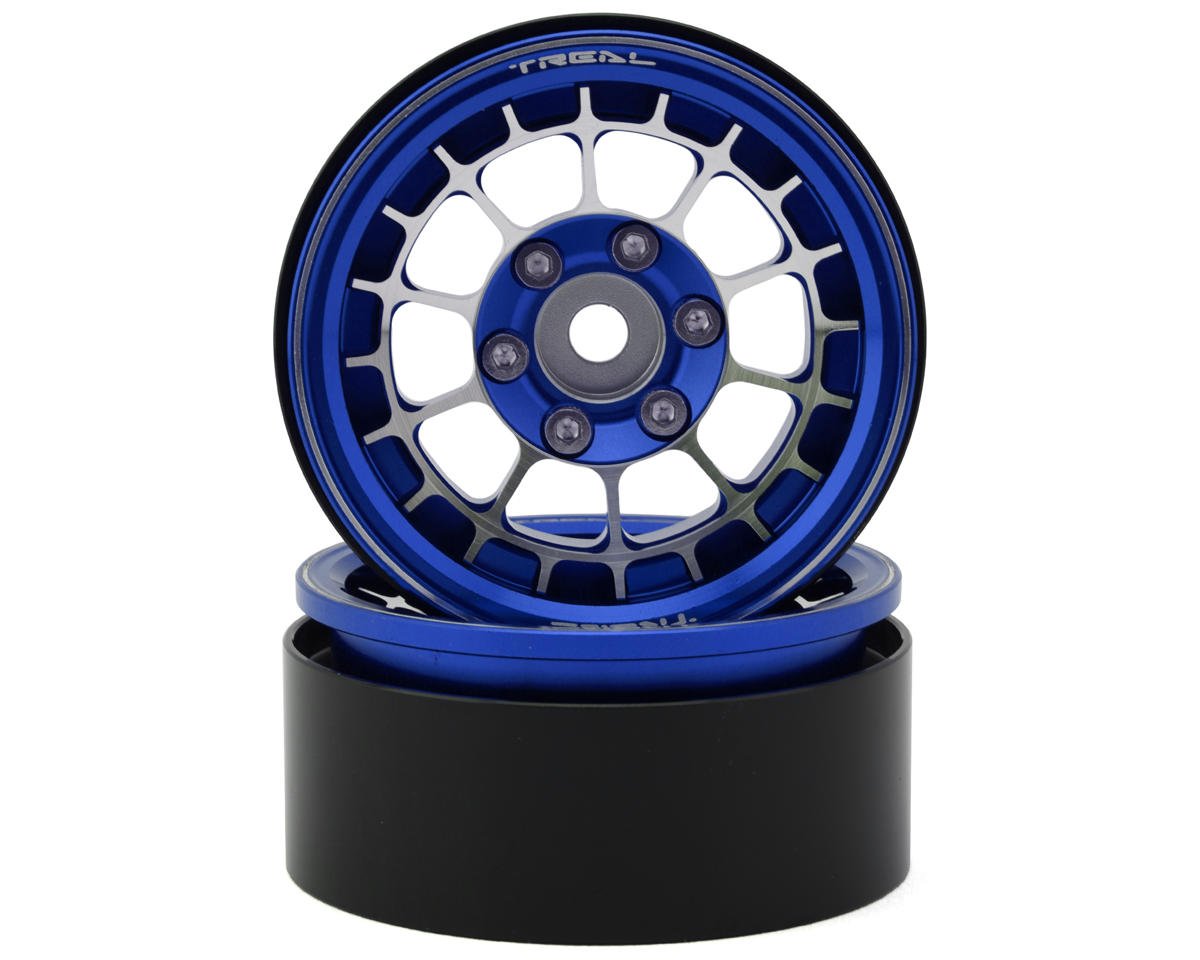 Treal Hobby Type A 1.9'' Spoked Beadlock Wheels (Blue) (2) (TLHTWHEEL-63)