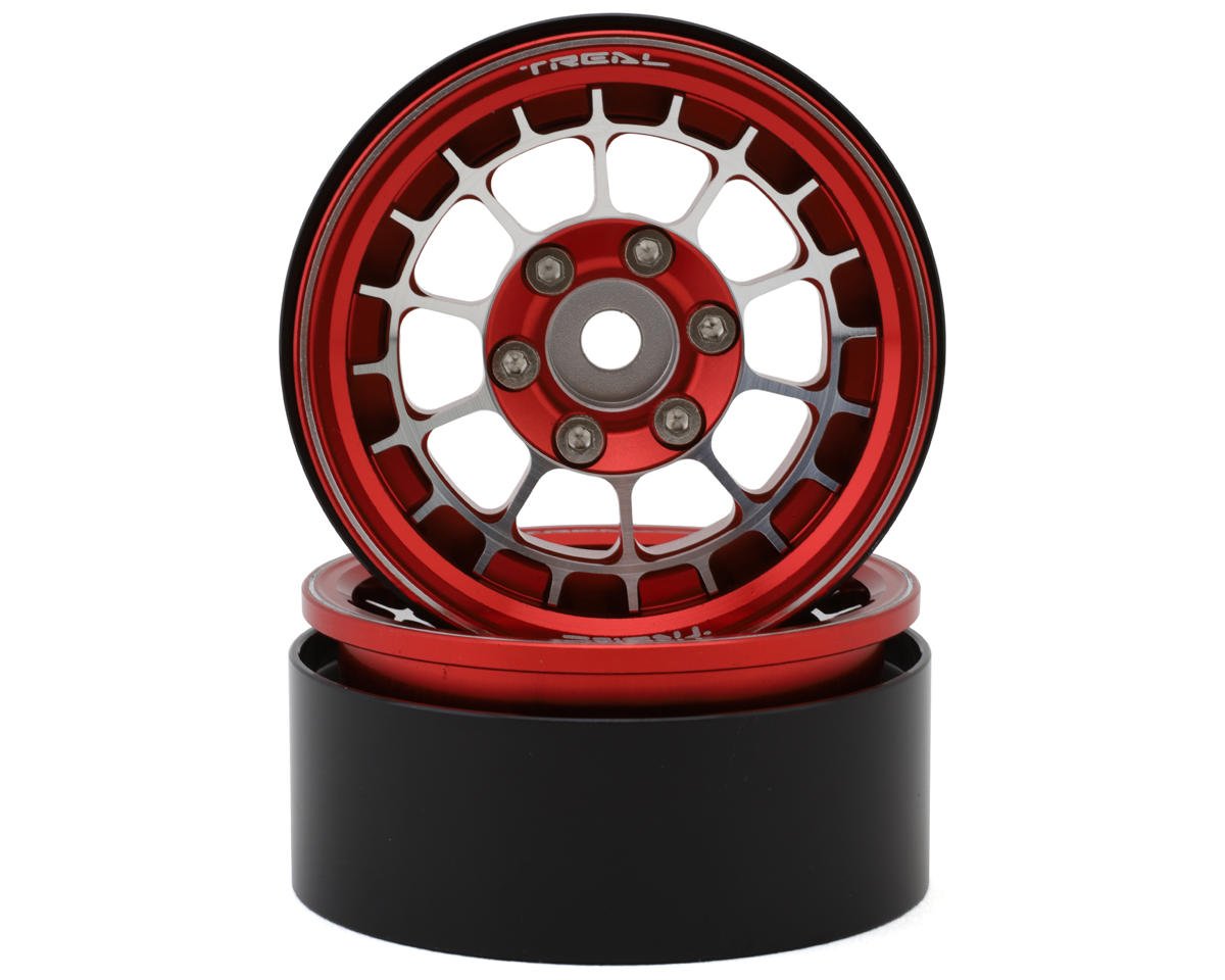 Treal Hobby Type A 1.9'' Spoked Beadlock Wheels (Red) (2) (TLHTWHEEL-65)