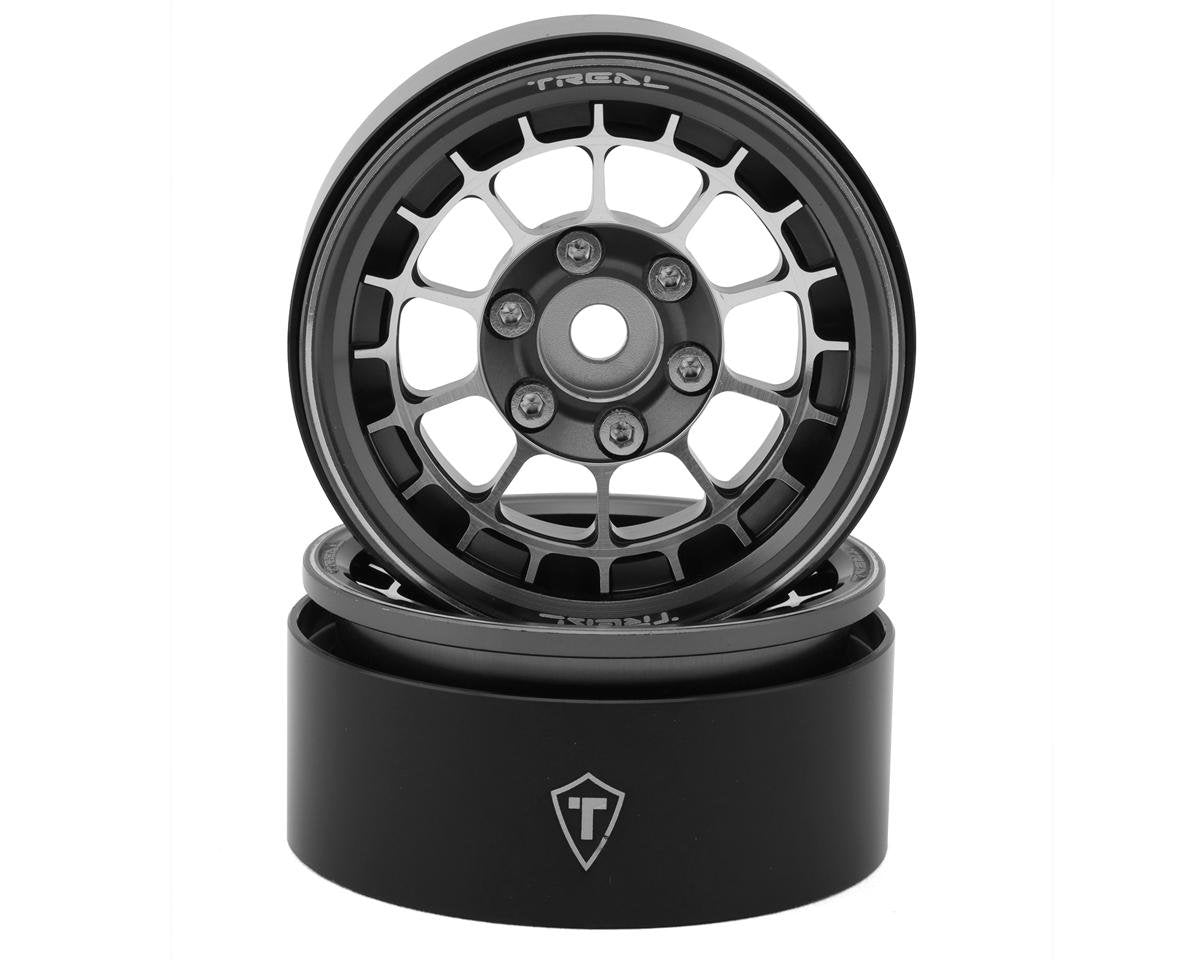 Treal Hobby Type A 1.9'' Spoked Beadlock Wheels (Titanium) (2) (TLHTWHEEL-66)
