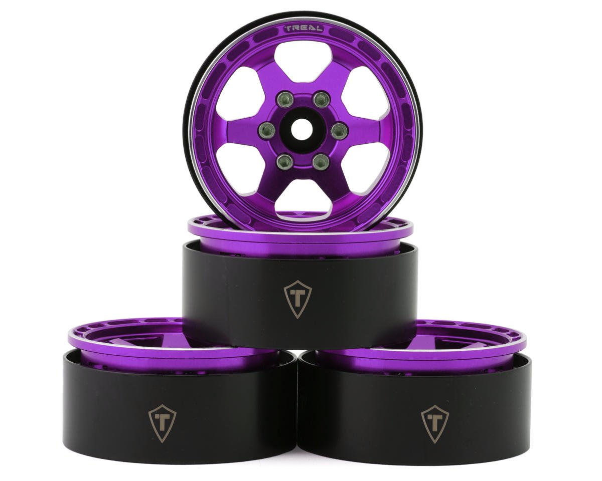 Treal Hobby Type H 1.9" 6-Spoke Beadlock Wheels (Purple) (4) (TLHTWHEEL-86)