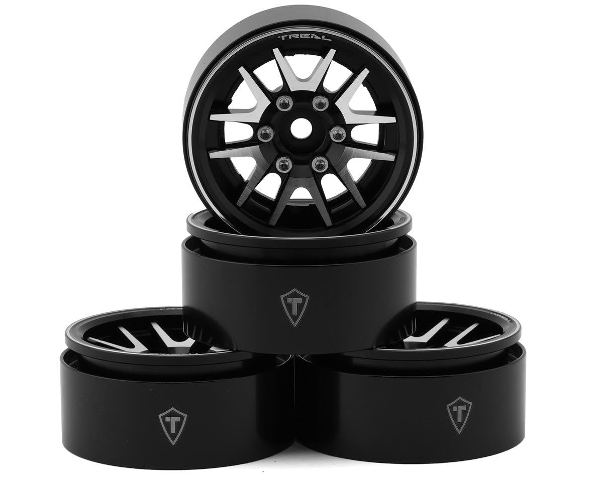 Treal Hobby Type L 1.9" V-Spoke Beadlock Wheels (Black) (4) (TLHTWHEEL-91)
