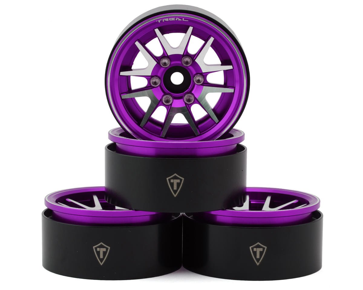 Treal Hobby Type L 1.9" V-Spoke Beadlock Wheels (Purple) (4) (TLHTWHEEL-94)