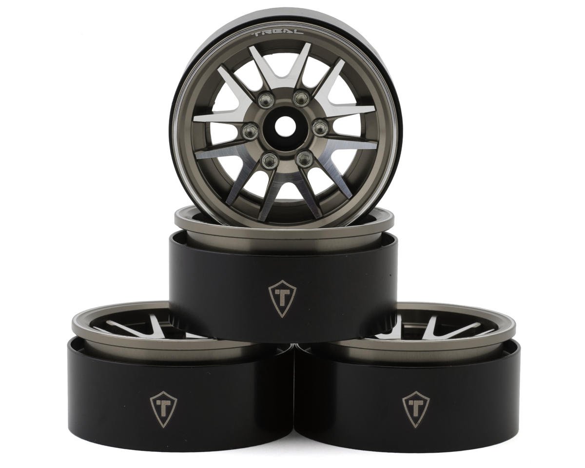 Treal Hobby Type L 1.9" V-Spoke Beadlock Wheels (Titanium) (4) (TLHTWHEEL-96)