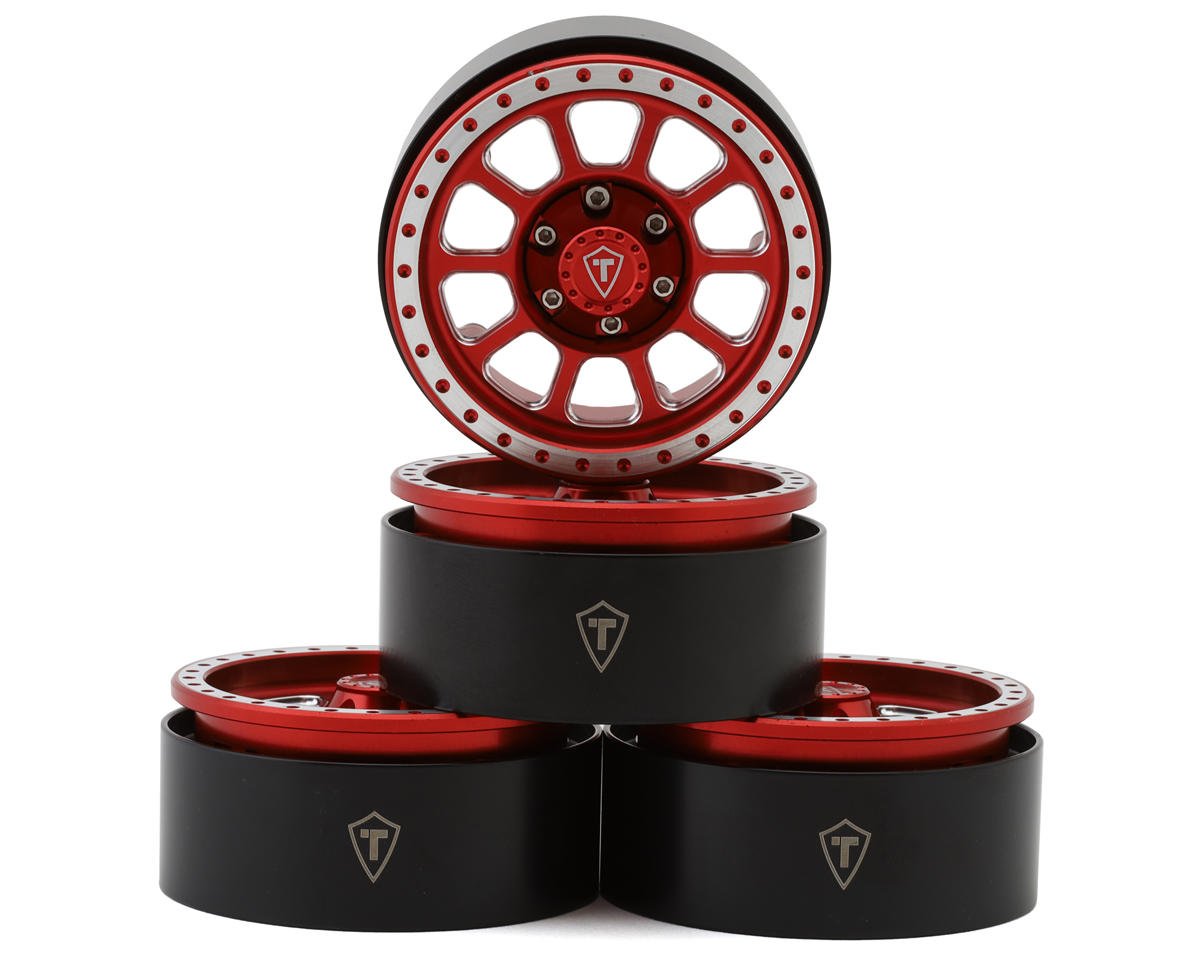 Treal Hobby Type V2 1.9" Beadlock Wheels (Red/Silver) (4) (TLHTWHEELS-05)