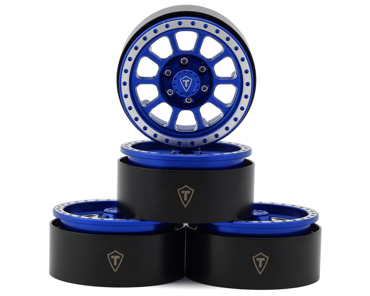 Treal Hobby Type V2 1.9" Beadlock Wheels (Blue/Silver) (4) (TLHTWHEELS-08)
