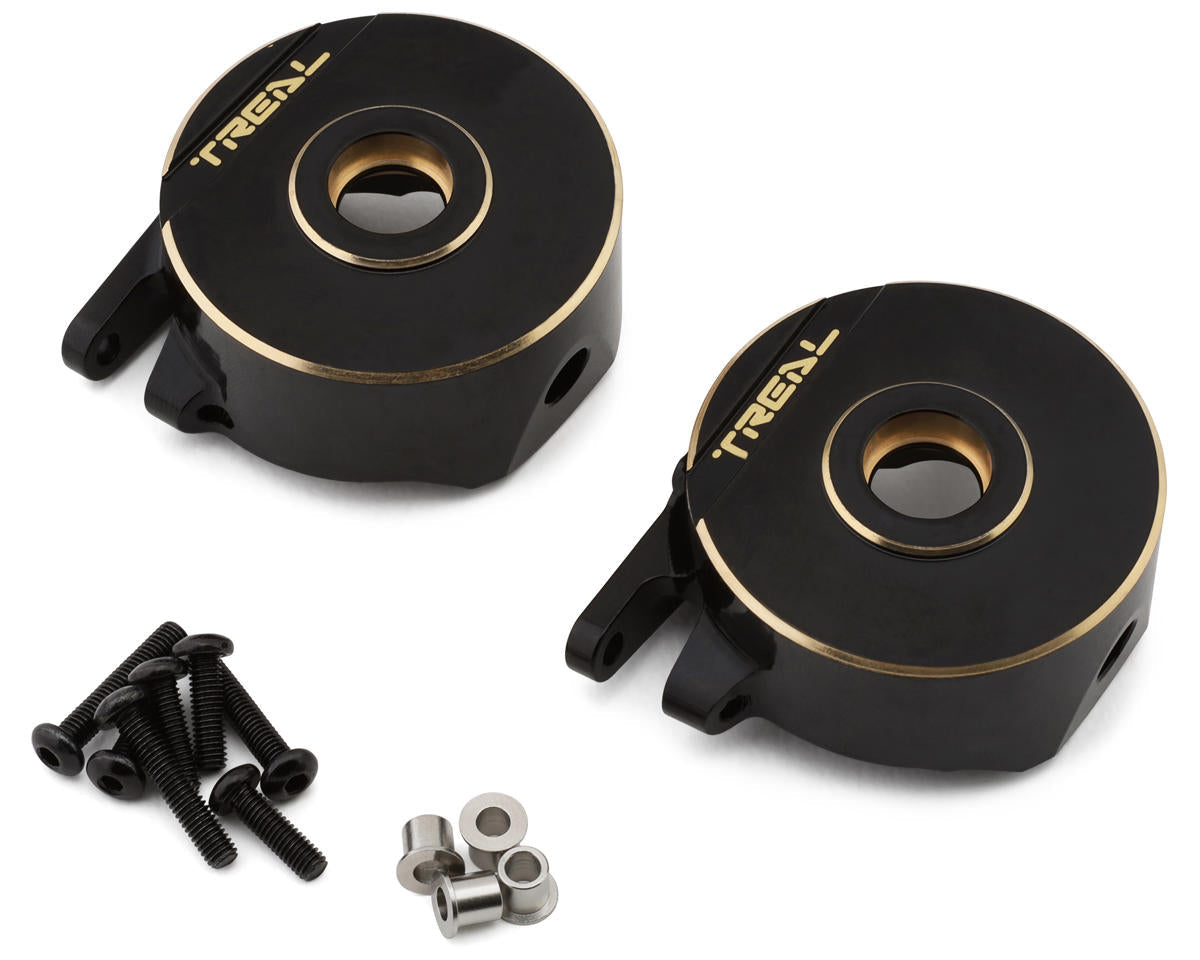 Treal Hobby Vanquish H10 Optic Brass Front Steering Knuckles (Black) (2) (150.4g) (TLHVPH10-01)