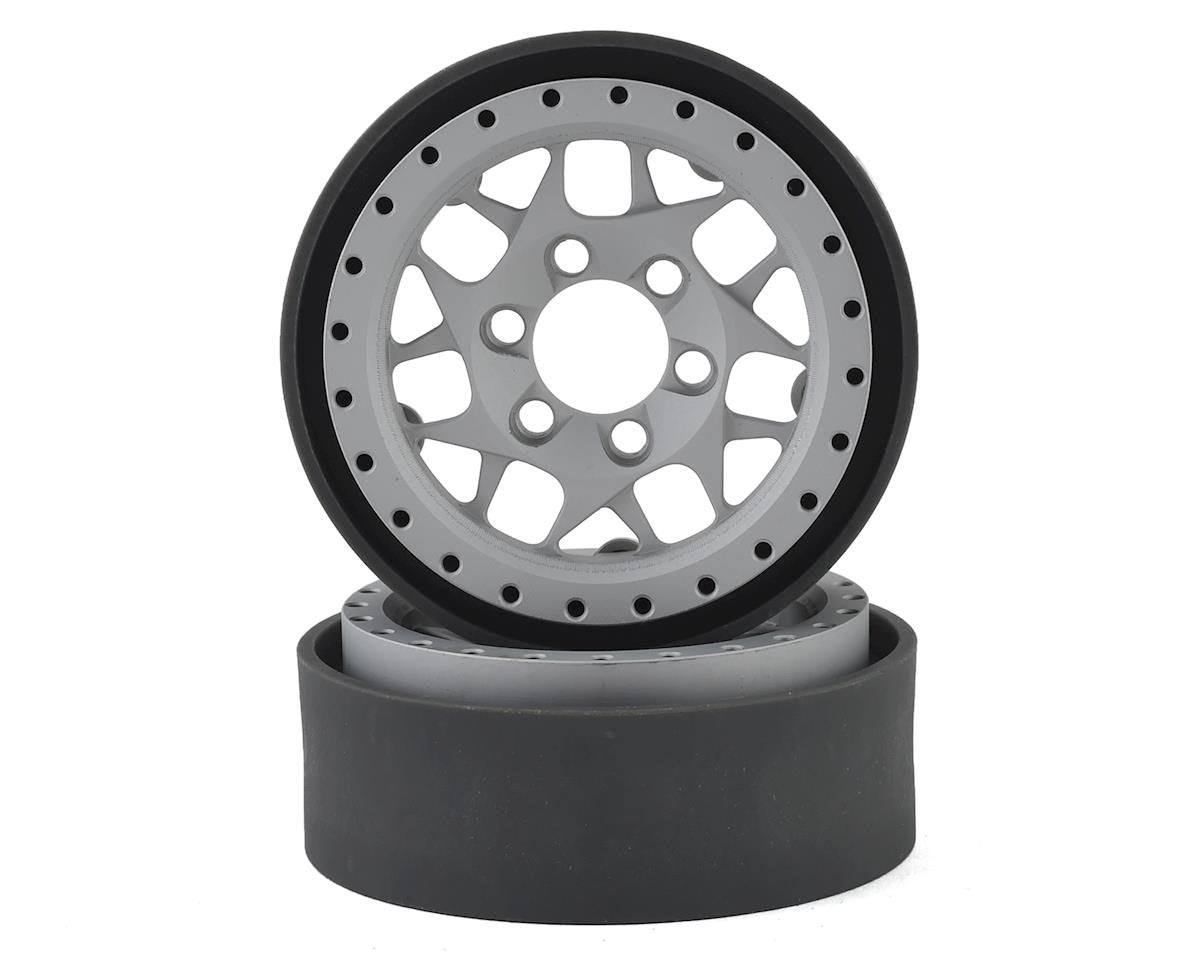 Vanquish Products KMC XD127 Bully 1.9" Beadlock Crawler Wheels (Silver) (2) (VPS07711)