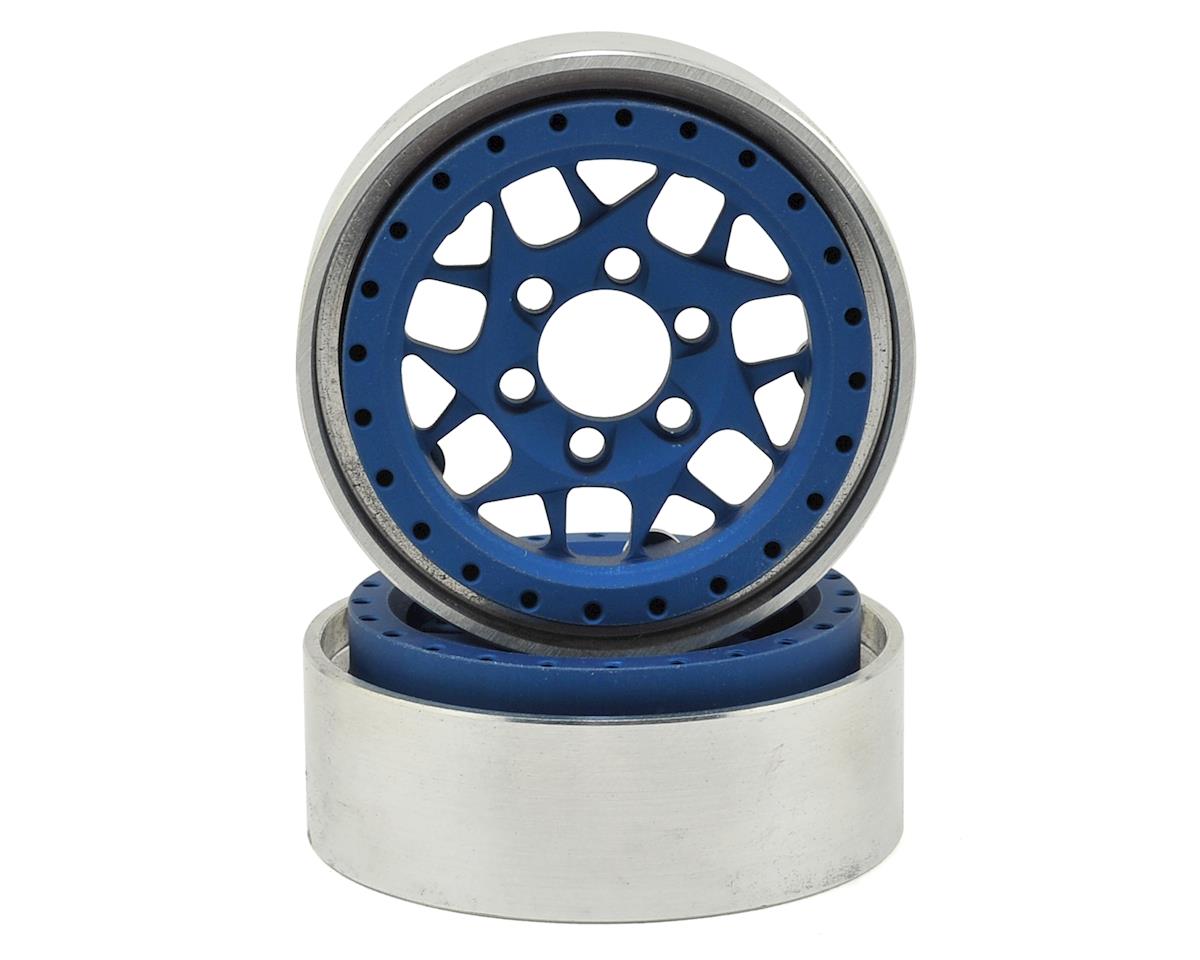 Vanquish Products KMC XD127 Bully 1.9" Beadlock Crawler Wheels (Blue) (2) (VPS07714)