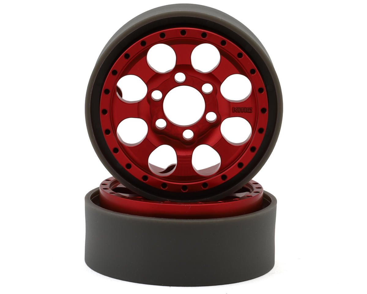 Vanquish Products KMC KM237 Riot 1.9" Beadlock Crawler Wheels (Red) (2) (VPS08133)