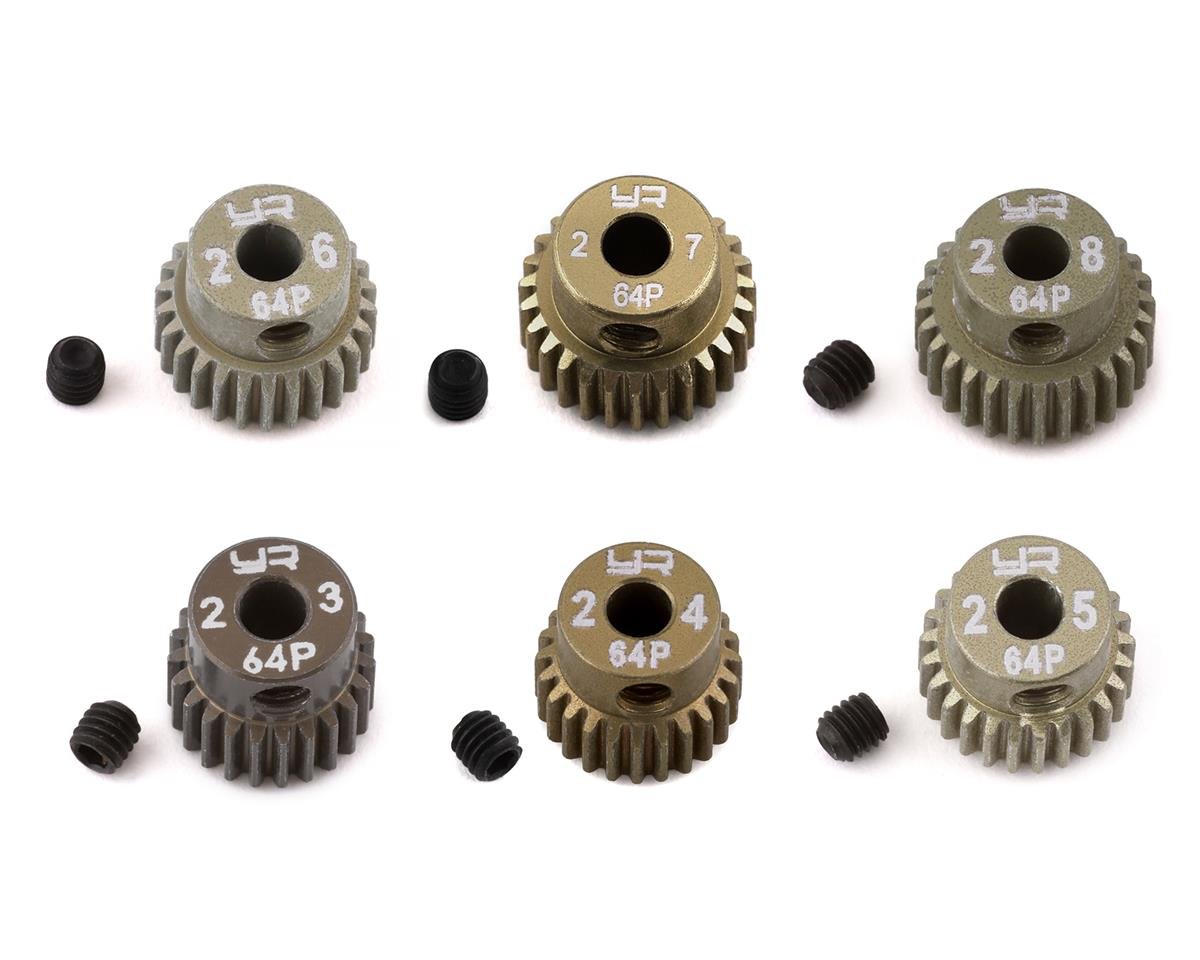 Yeah Racing Hard Coated 64P Aluminum Pinion Gear Set (23, 24 25, 26, 27, 28T) (YEA-MG-64023-028)