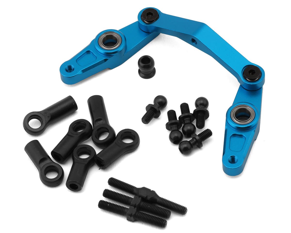 Yeah Racing Tamiya TT-01 Aluminum Steering Arm/Bellcrank Set (Blue) (YEA-TATT-042BU)