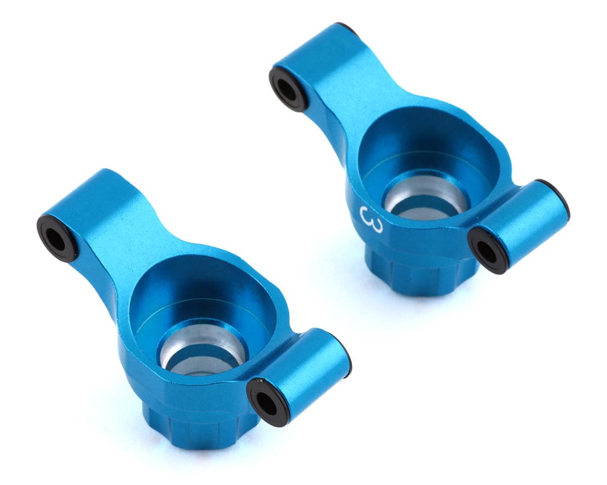 Yeah Racing Tamiya TT-02 Aluminum Rear Hubs (Blue) (2) (3¡ Toe-In) (YEA-TT02-007-3BU)