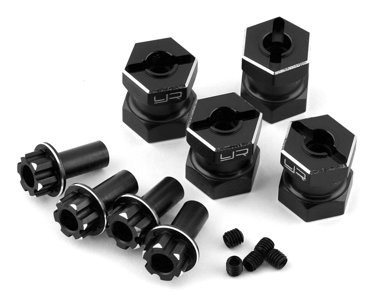 Yeah Racing 12mm Aluminum Hex Adaptors (Black) (4) (15mm Offset) (YEA-WA-023BK)