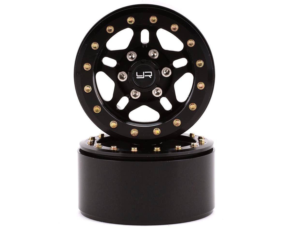 Yeah Racing 1.9" Aluminum 5-Spoke Beadlock Wheels w/12mm Hex (Black) (2) (YEA-WL-0116BK)