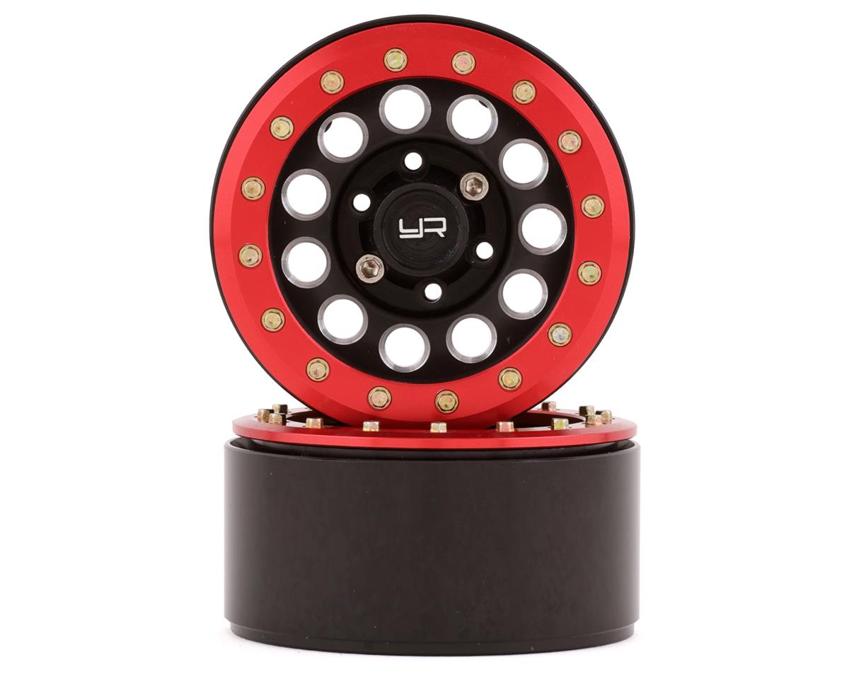 Yeah Racing 1.9" Aluminum F-RG Beadlock Wheels w/12mm Hex (Black/Red) (2) (YEA-WL-0117RD)