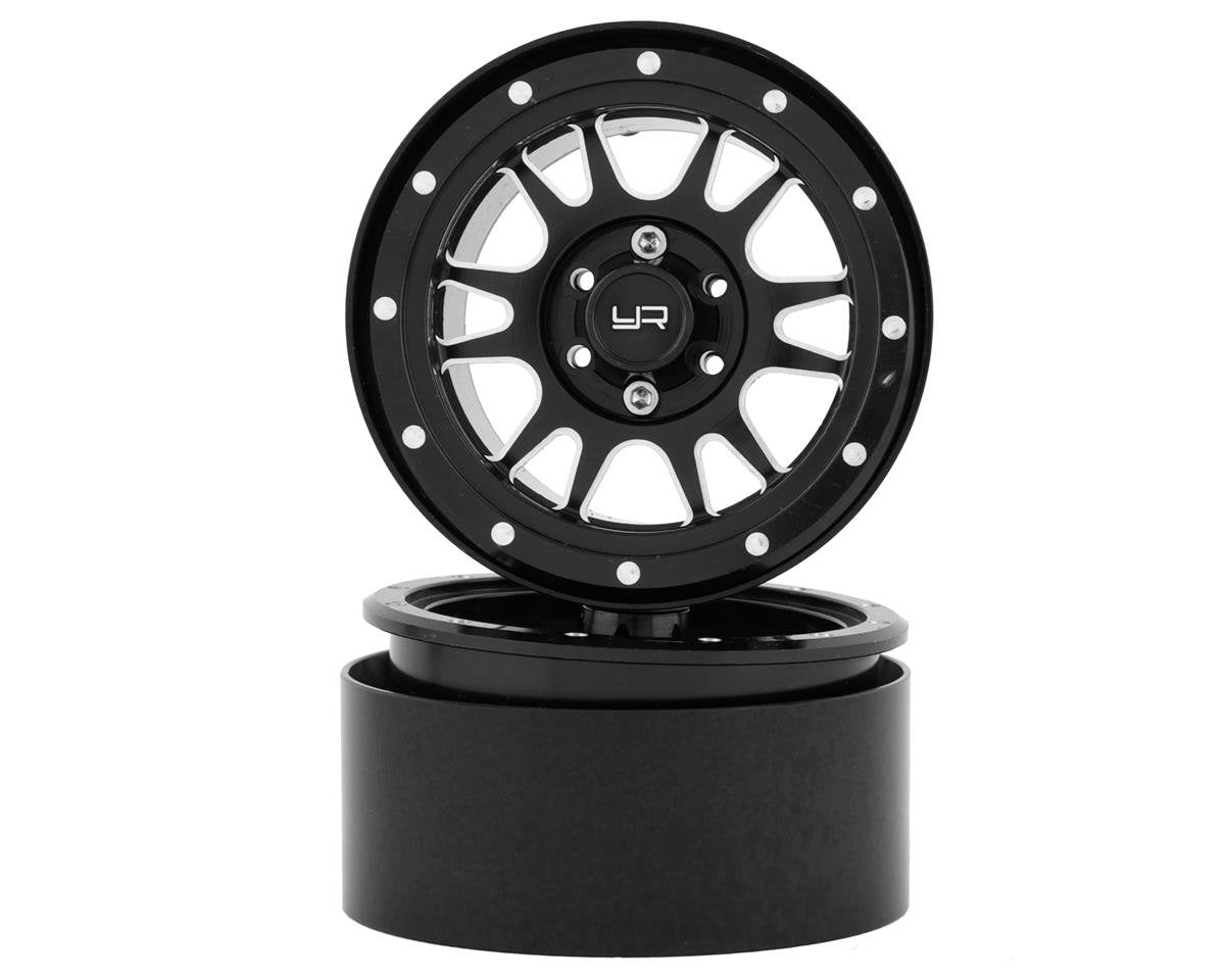 Yeah Racing 2.2" Aluminum 12-Spoke Beadlock Wheels w/12mm Hex (Black) (2) (YEA-WL-0119BK)