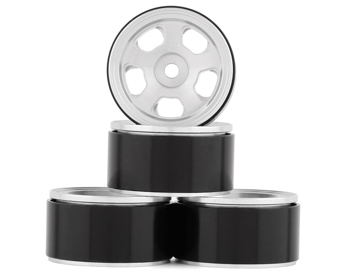 Yeah Racing SCX24 1.0" Aluminum 5 Spoke Beadlock Wheels (Silver) (4) (YEA-WL-0144SV)