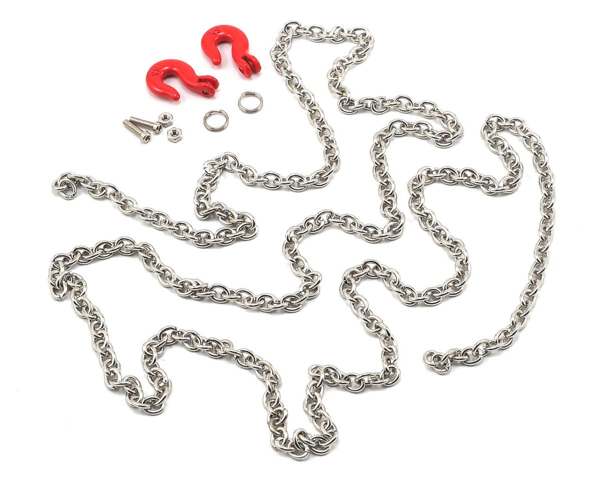 Yeah Racing 96cm 1/10 Crawler Scale Steel Chain Accessory w/Red Hooks (Silver) (YEA-YA-0357)