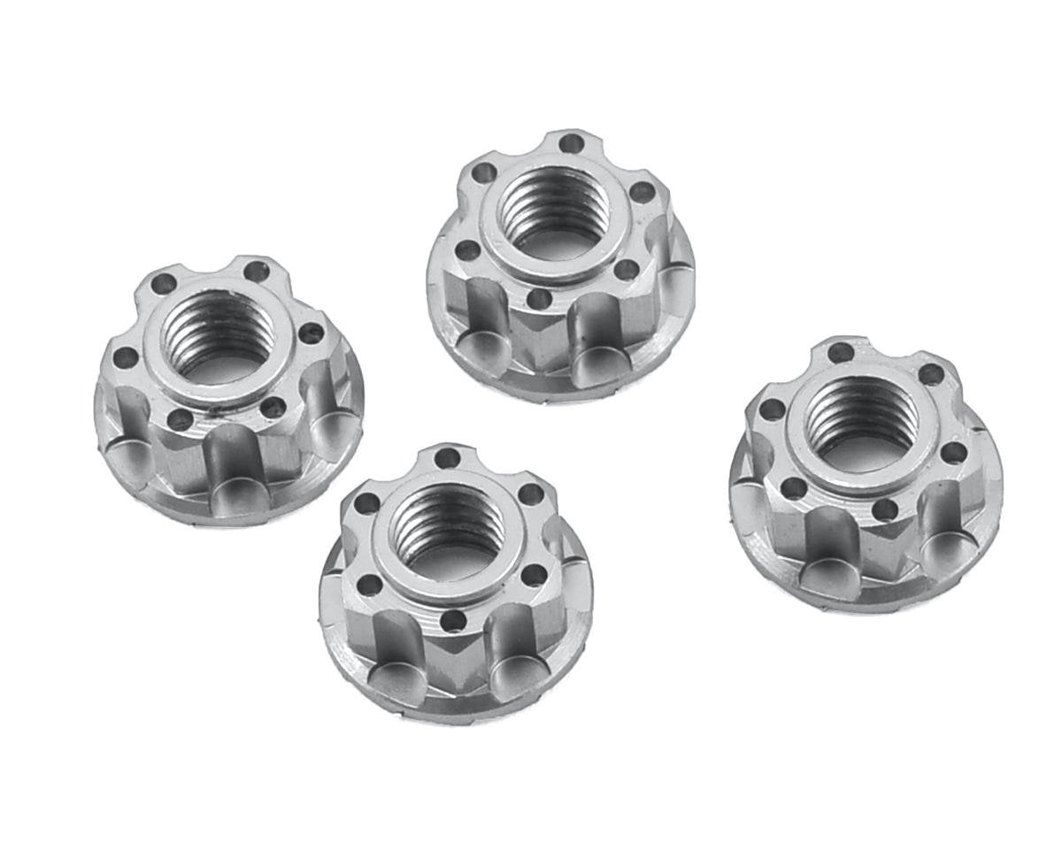 Yeah Racing 4mm Aluminum Serrated Wheel Lock Nut (4) (Silver) (YEA-YA-0448SV)