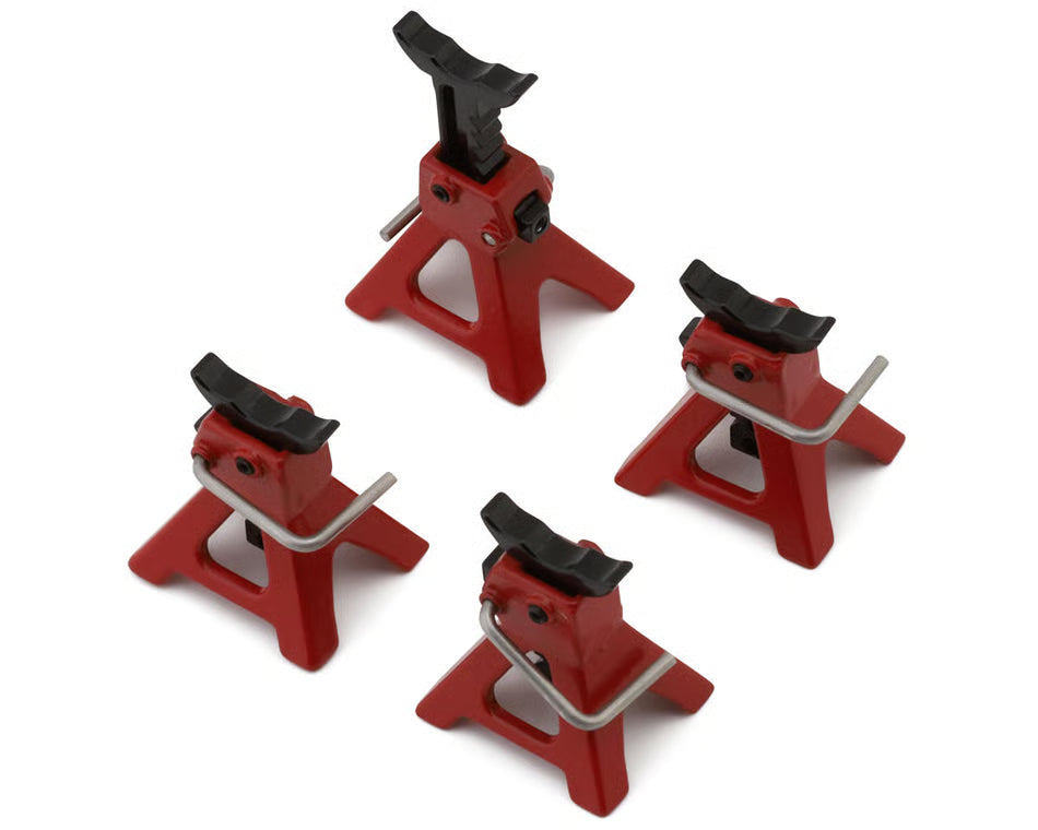 YEAH RACING - 1/18 & 1/24 Micro Crawler Adjustable Height 3 Ton Jack (Red) (4) (Miniature Scale Accessory) (YEA-YA-0725RD)