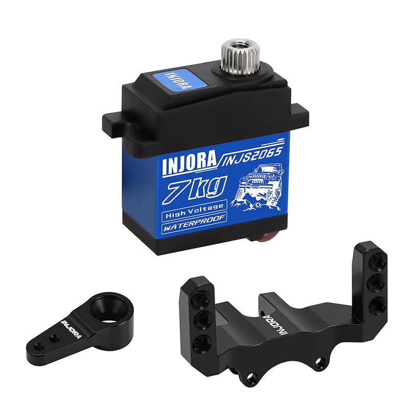 INJORA - 7KG Waterproof 2065 Servo With Mount & Horn For 1/24 Axial SCX24 Upgrade (INJS2065-24BK)