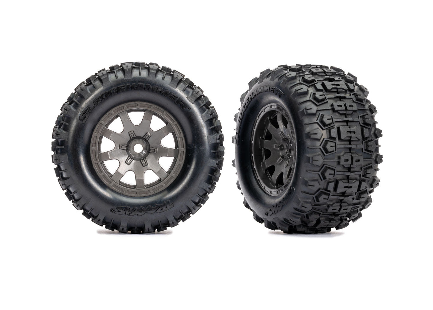TRAXXAS - T&W BLK WHL SLEDGEHMMR TIRES (2) (10770-GRAY)