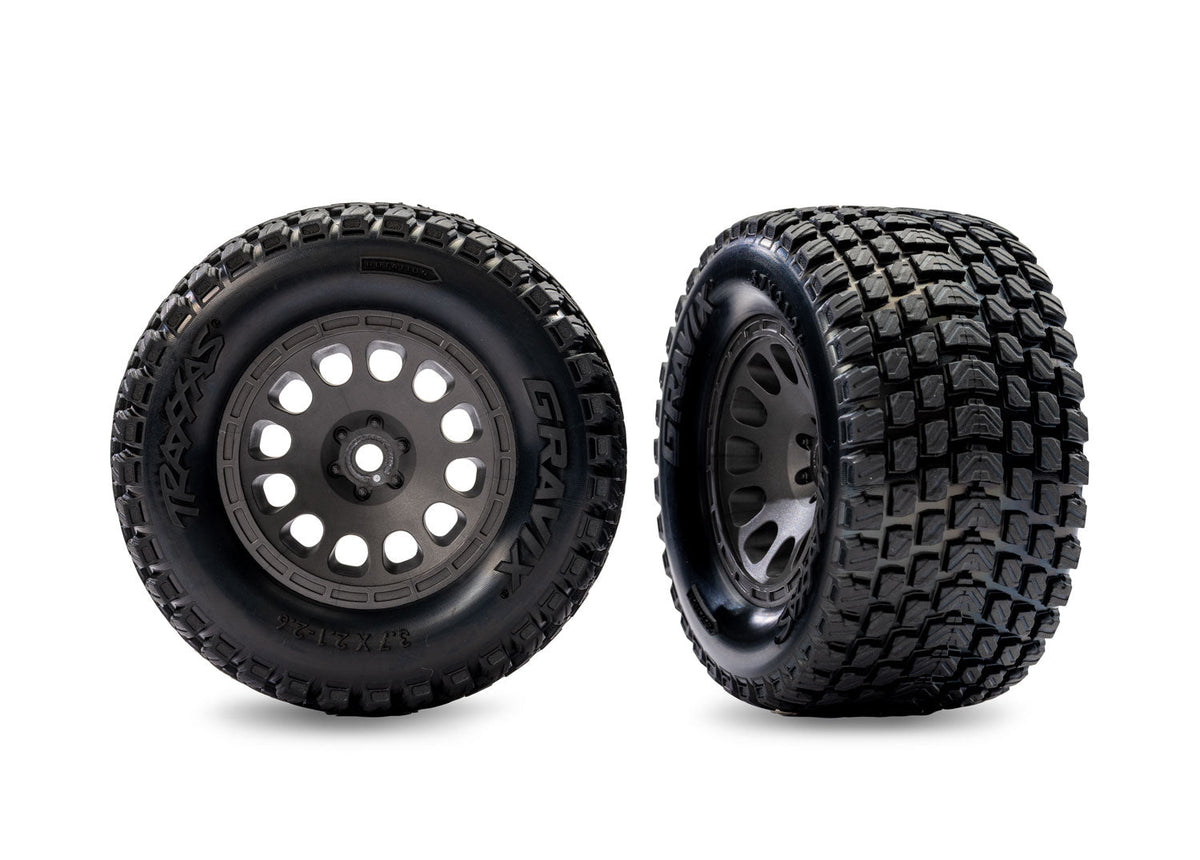 TRAXXAS - Gray Front Mini XRT Wheels w/ Gravix Tires (2) (10772-GRAY)