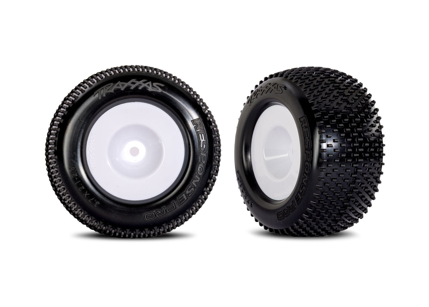 TRAXXAS - Tires & wheels, assembled (white wheels, dual profile (2.1" outer, 2.6" inner), Response Pro tires (S1 compound), foam inserts) (2) (10773-WHT)