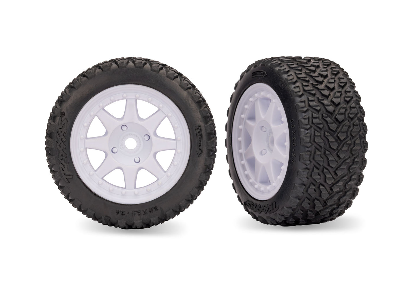 TRAXXAS - White Rear Mini Rally Wheels with Soft Tires (2) (10873-WHT)