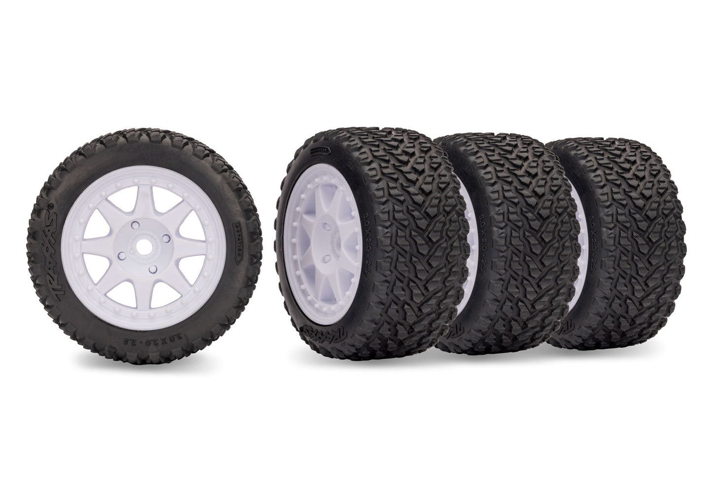 TRAXXAS - White Mini Rally Wheels with Rally Tires (4) (10874)
