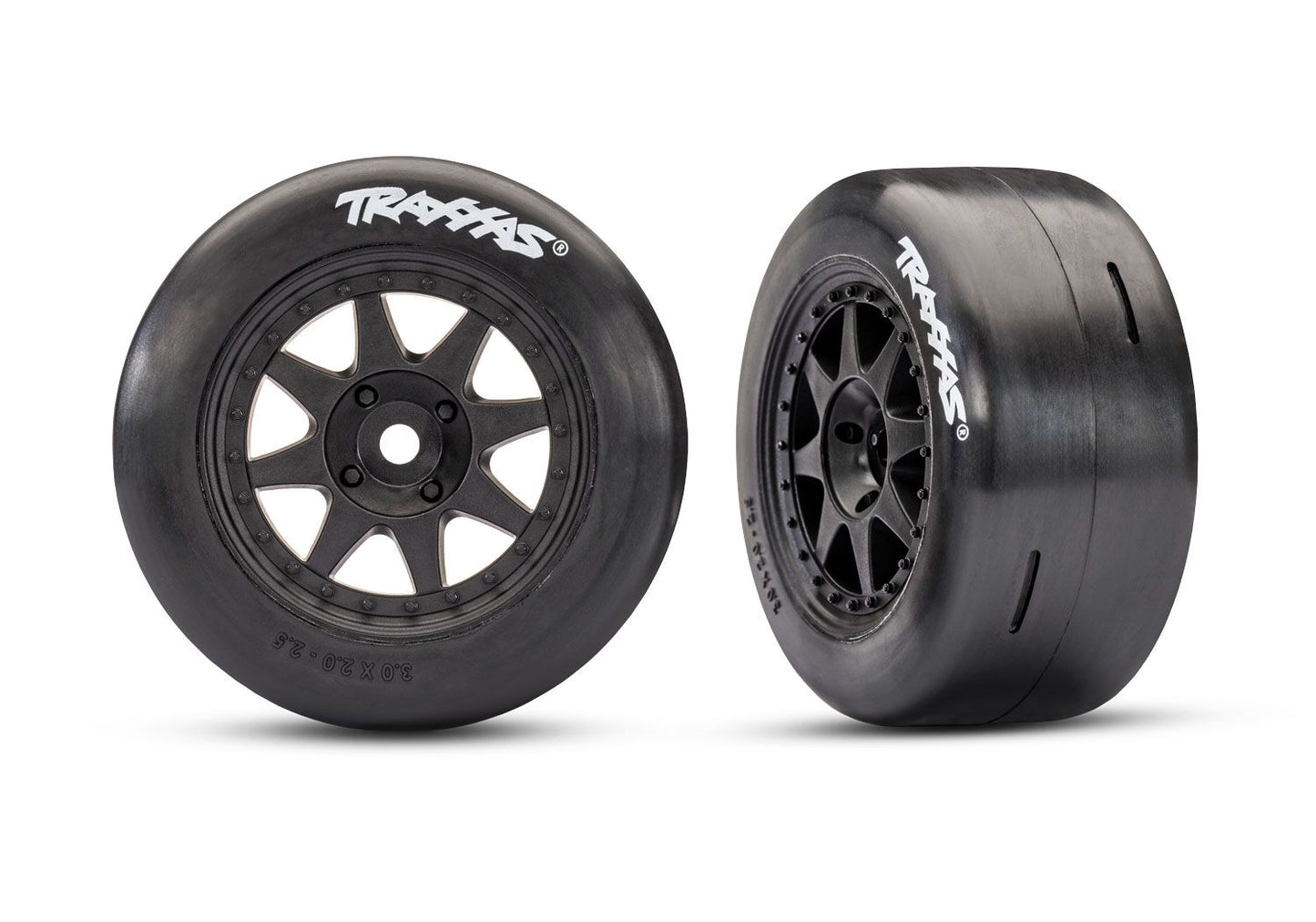 Black Front Mini Rally Wheels w/ Slick Tires (Hard) (2) (10876-BLK)