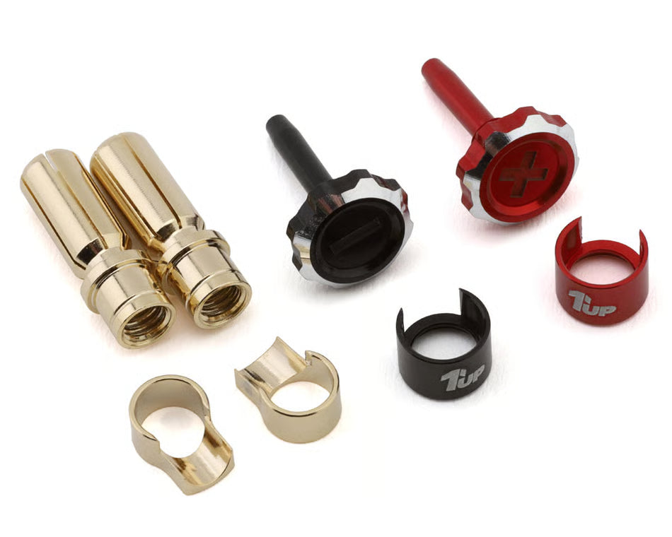 1UP Racing "Lockdown" Adjustable Bullet Plug Grips w/5mm Bullets (Red/Black) (1UP190455)