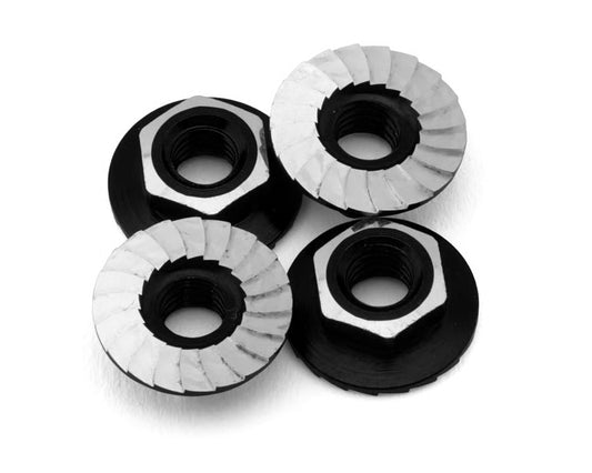 1UP RACING - 4mm "Lockdown" Serrated Aluminum Wheel Nuts (Black) (4) (1UP870001)