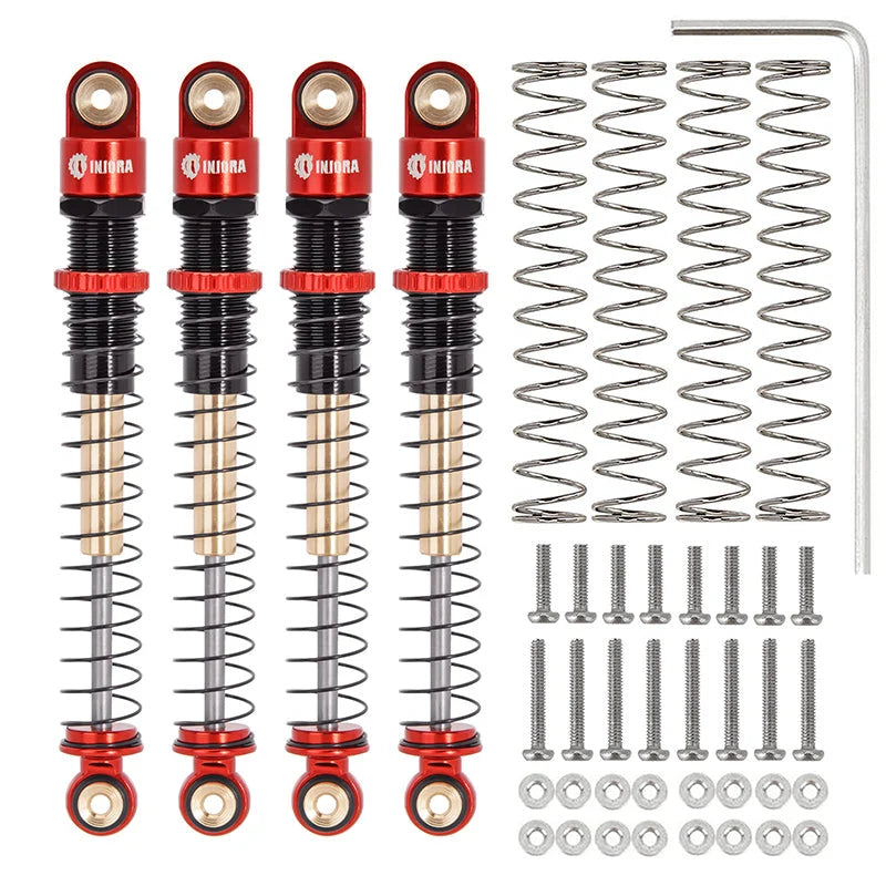 INJORA - 51mm Aluminum Long Travel Threaded Double Barrel Shocks For Axial AX24 (SCX24-160RB-4)