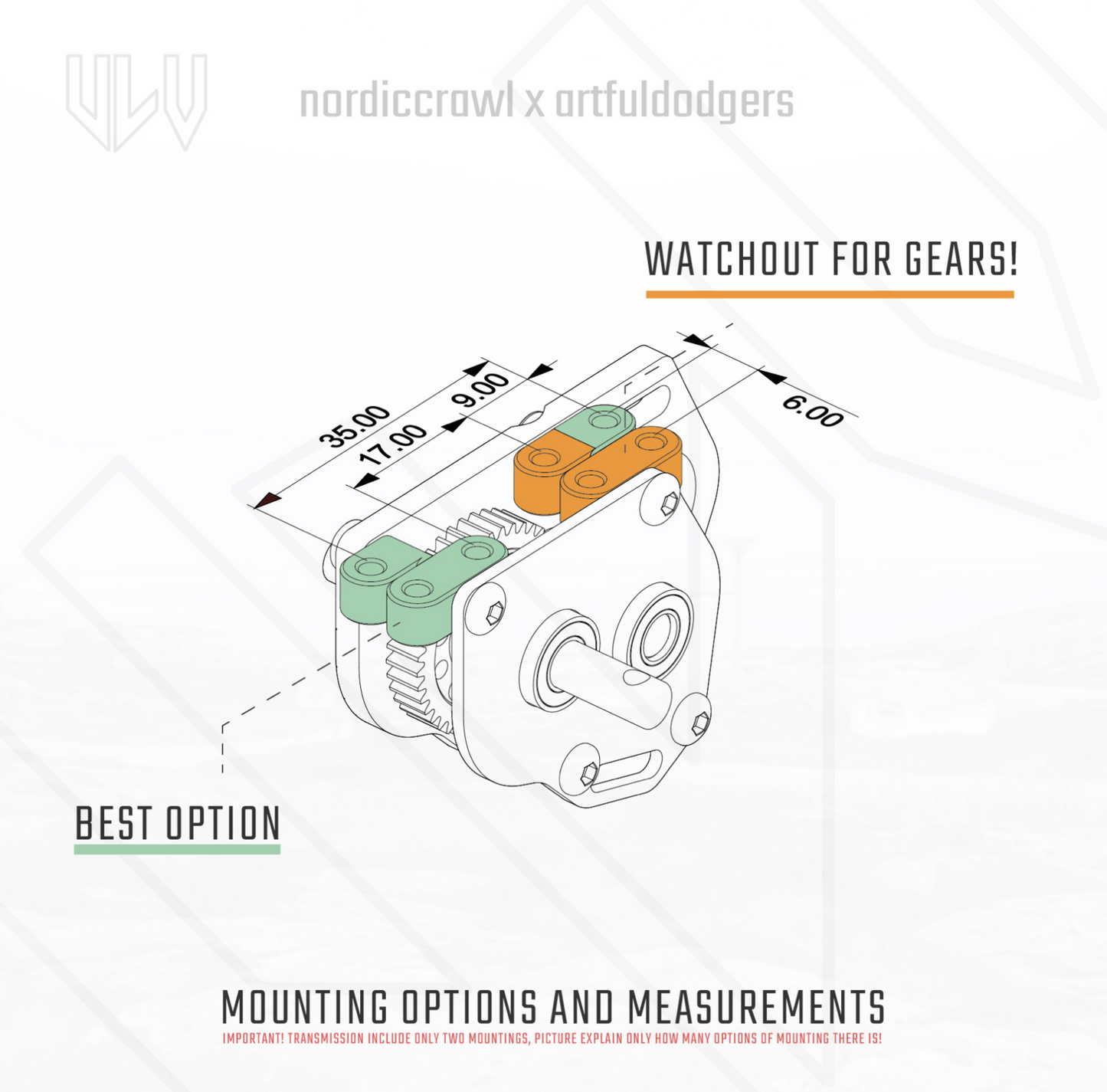 ULV transmission Artful Dodgers x Nordiccrawl (Left & Right Motor Mount)